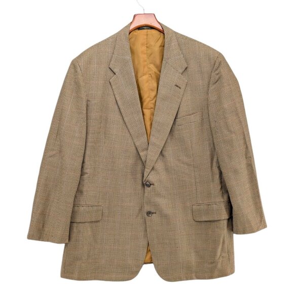 H Freeman & Sons Houndstooth Blazer Mens Brown Tan 2 Button Sports Coat Size 44R - Picture 1 of 9